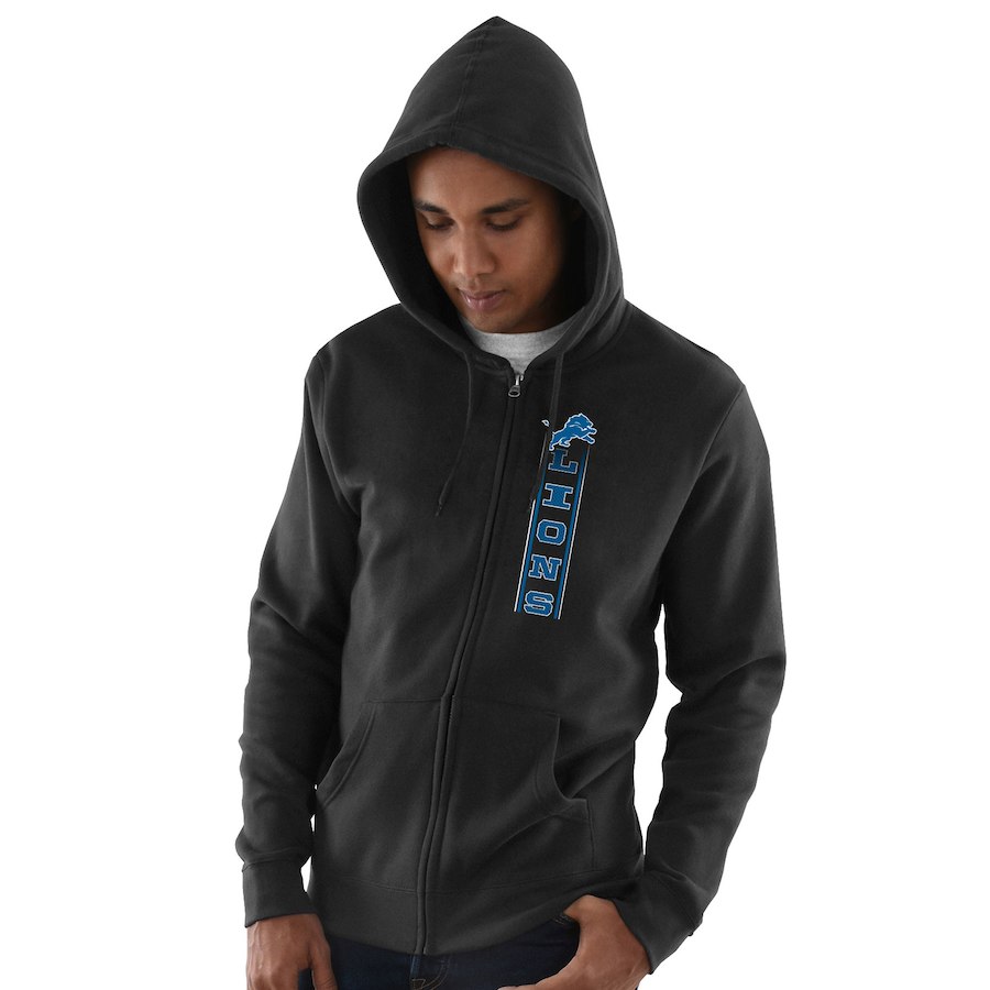 Men's Detroit Lions Men's Detroit Lions Black Hook and Ladder Full-Zip NFL Hoodie